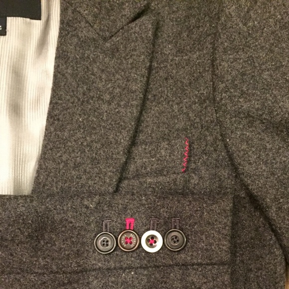 Banana Republic grey wool blazer w/ red accents, 0 - Picture 3 of 5